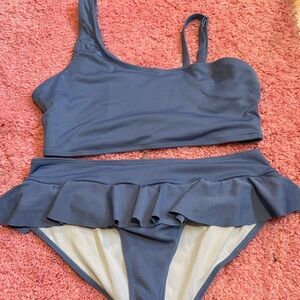 Blue Ruffled Bikini Set